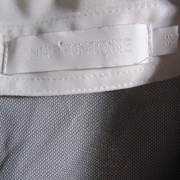 Anne Fontaine Black White Scalloped Mesh Sheer Center Blouse 38 US 6 - Picture 4 of 7